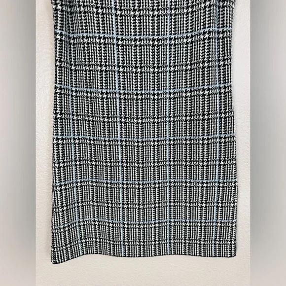 St John Prince Of Wales Black White Houndstooth Wool Shift Dress US 8 $995